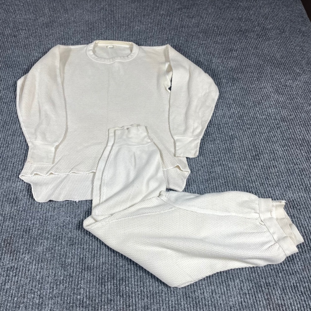 VTG Black Sheep Thermal Set Mens Medium White Waffle Knit Cotton Base Layer 80s